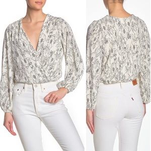 ASTR the Label Plisse Wrap Floral Top